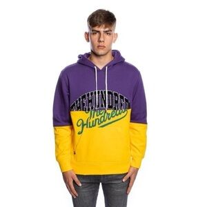 The Hundreds Blitz Pullover Purple Yellow Spellout Hoodie Sweatshirt Size Large